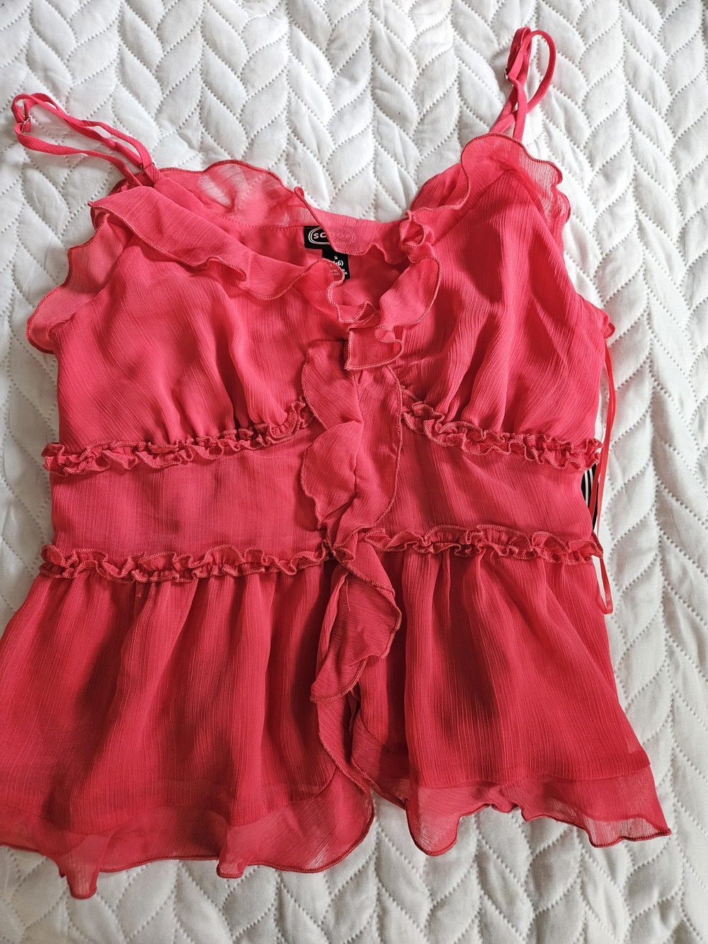Ruffled Sleeveless Camisole in Vibrant Pink